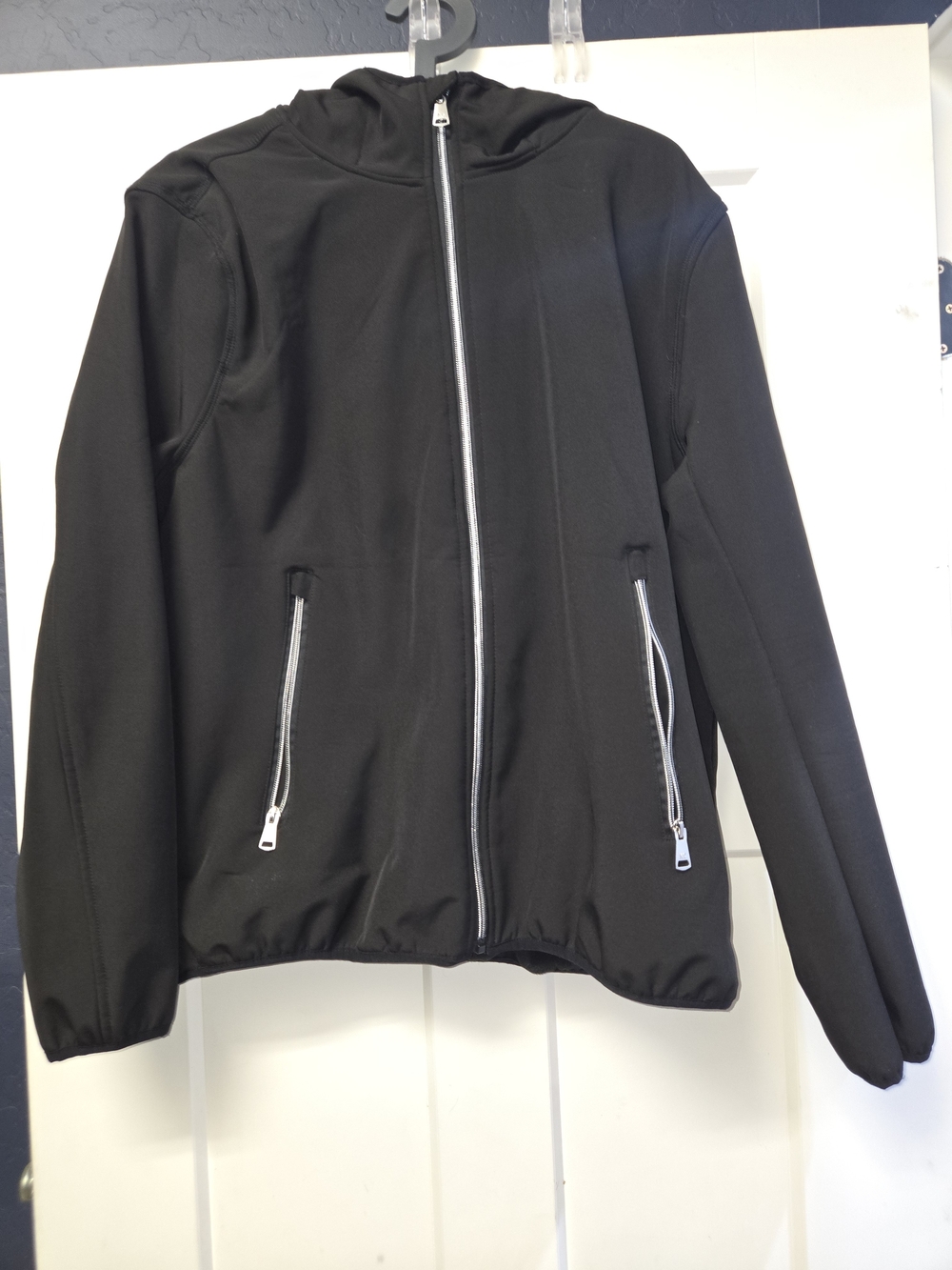 Kenneth Cole Black Hooded Zip-Up Windbreaker